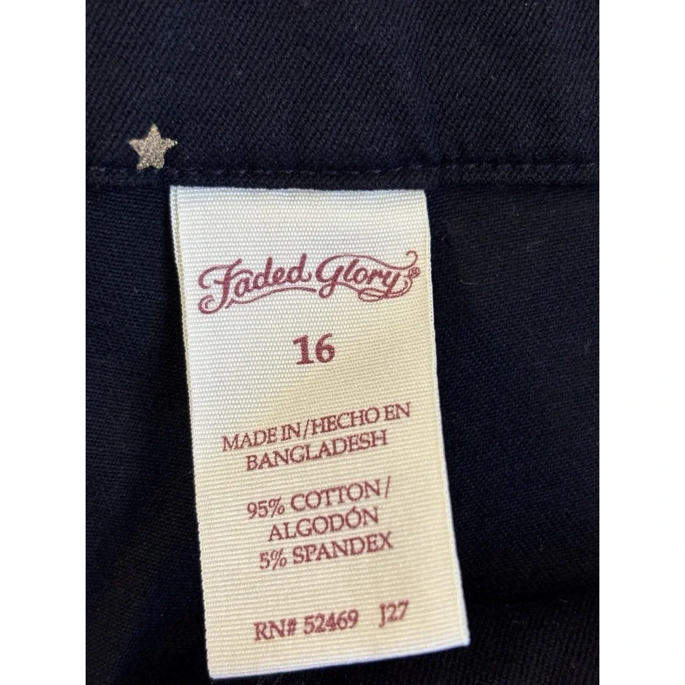 Faded Glory Women's 16 Black Gold Stars Pants Fairy Grunge Whimsigoth Witchy